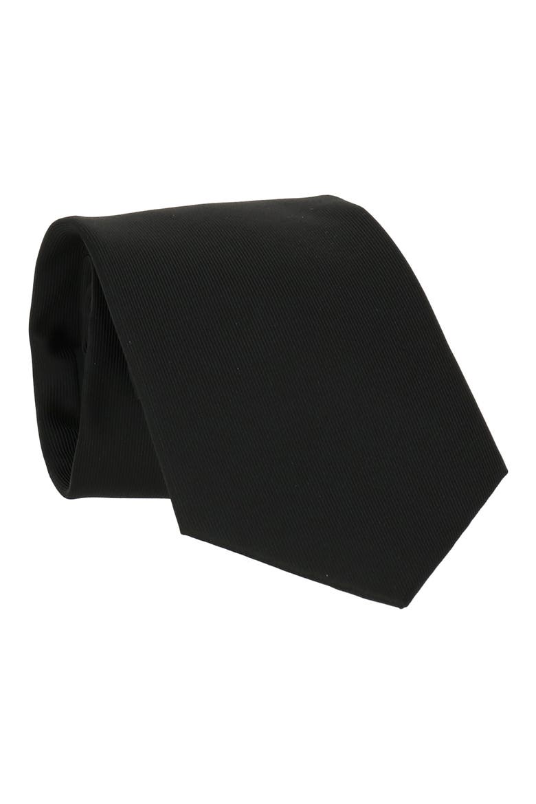 Solid Woven Tie, Main, color, BLACK
