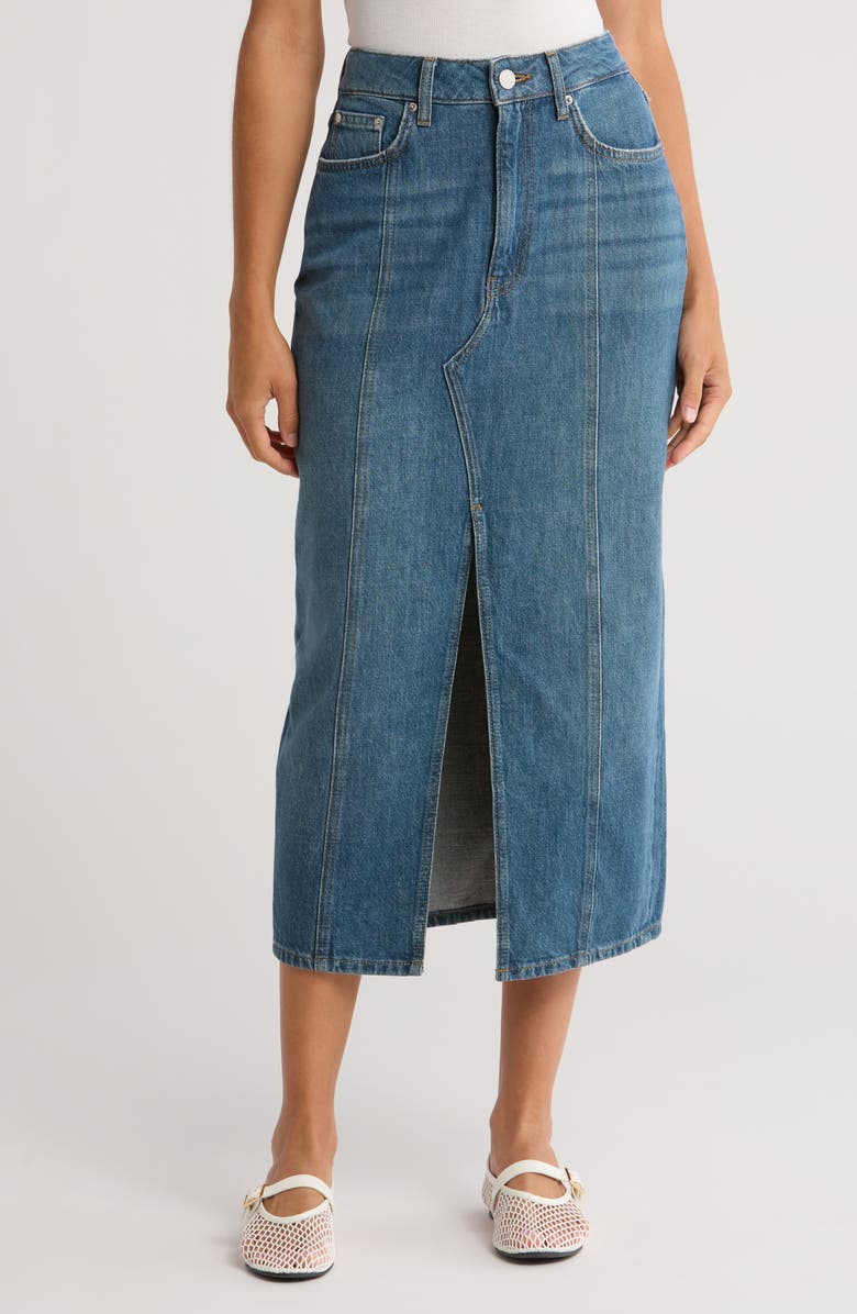 Reiss Daila Denim Skirt, Main, color, Mid Blue