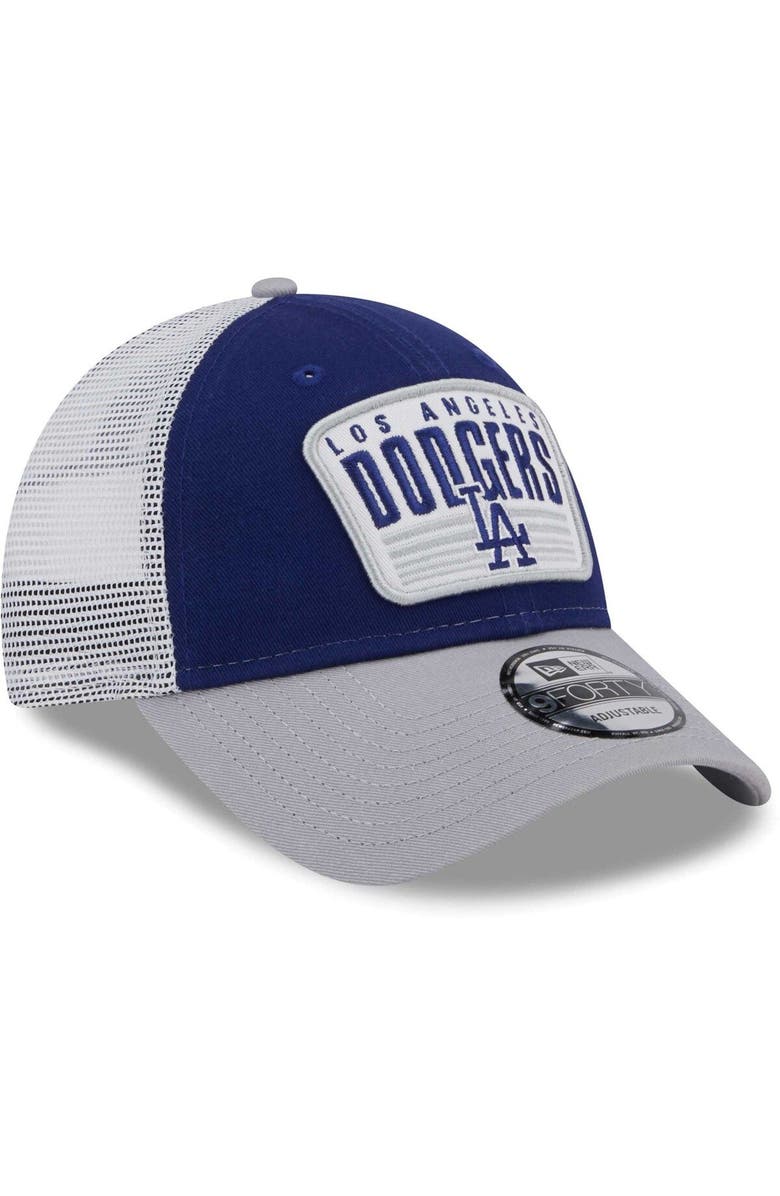 New Era Youth New Era Royal Los Angeles Dodgers Patch Trucker 9FORTY Snapback Hat, Alternate, color, 