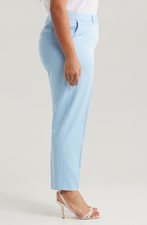 Tahari Asl Classic Pinstripe Straight Leg Pants In Ice Blue