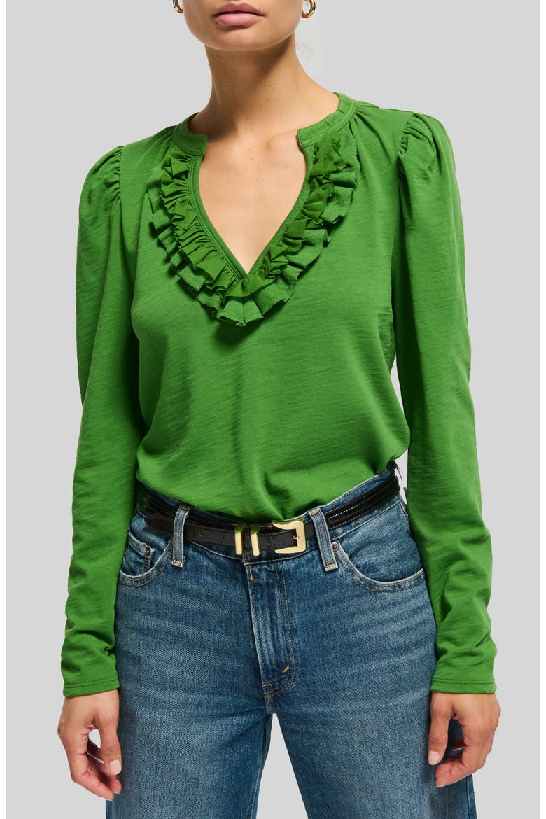 Valita Ruffle Top, Main, color, SALON GREEN