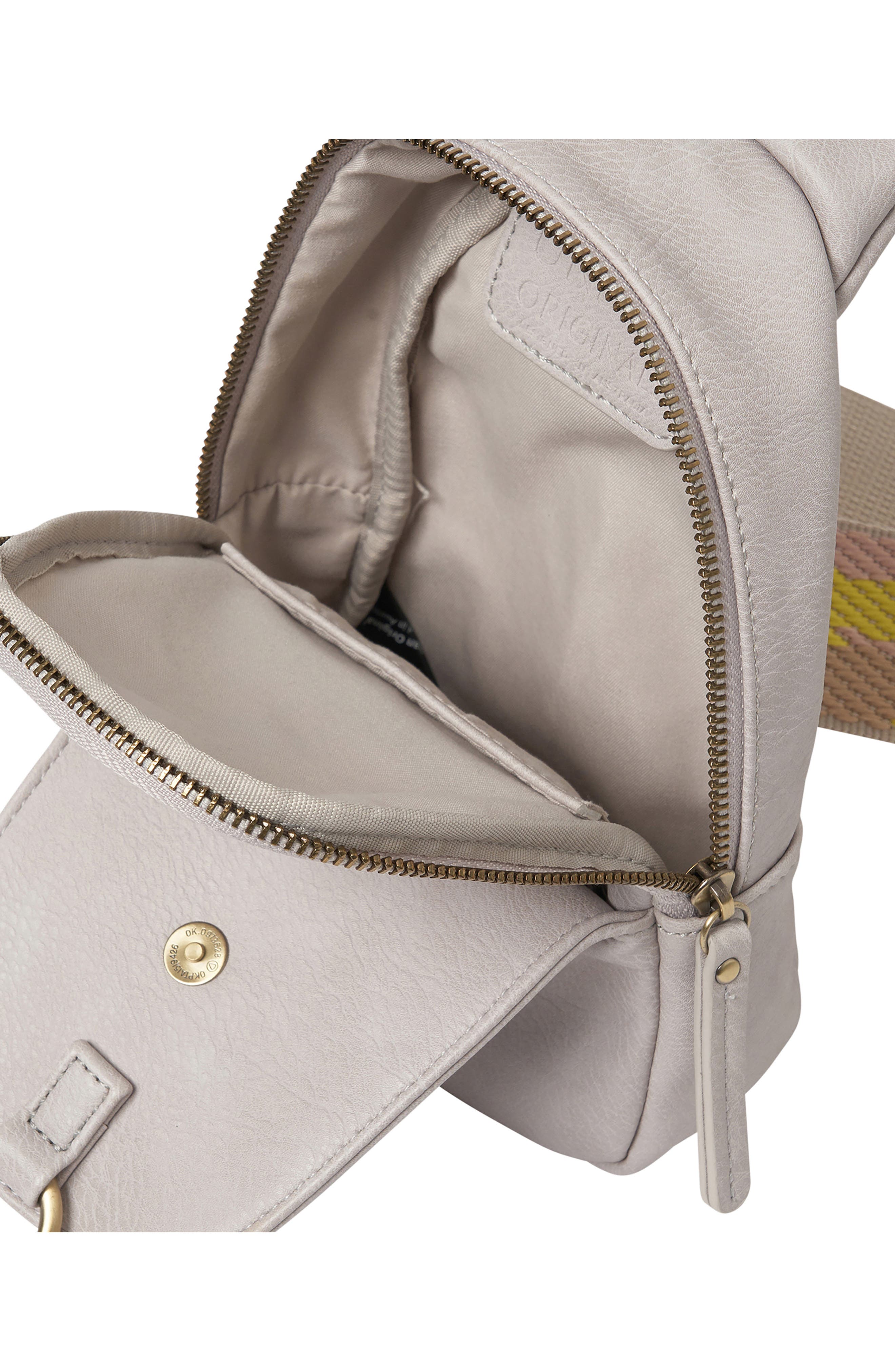 Urban Originals Liberty Vegan Leather Messenger Bag, Alternate, color, Grey/ Pink