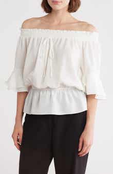 PATRIZIA LUCA Ruffle Sleeve Peplum Top
