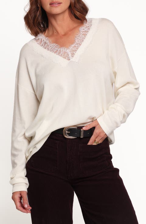 Brookes Lace V Neck Sweater