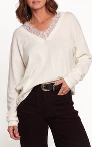 Petal & Pup Brookes Lace V Neck Sweater