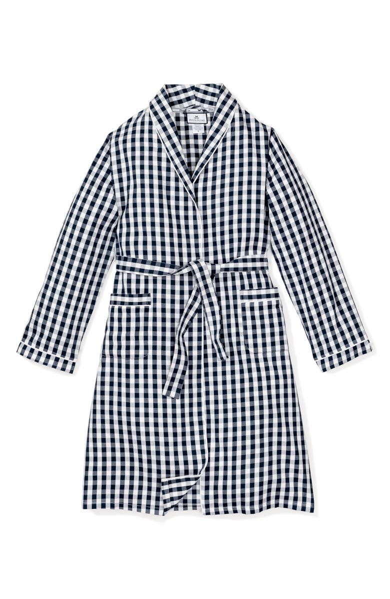 Petite Plume Kids' Gingham Robe, Alternate, color, Navy