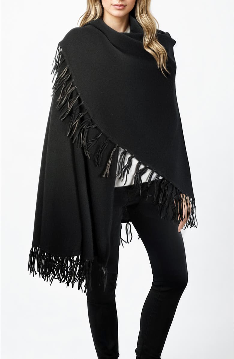 Portolano Cashmere shawl with leather fringes, Main, color, 