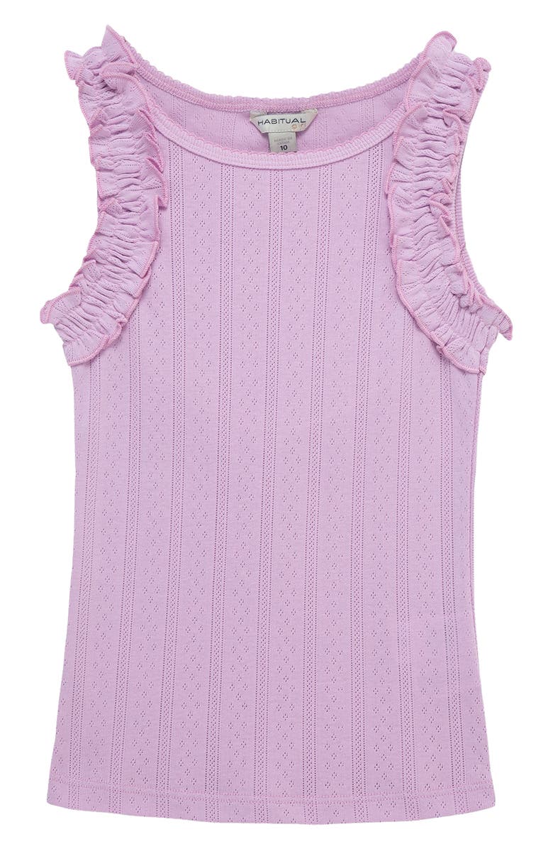 Habitual Kids Kids' Pointelle Ruffle Shoulder Tank, Main, color, Lilac