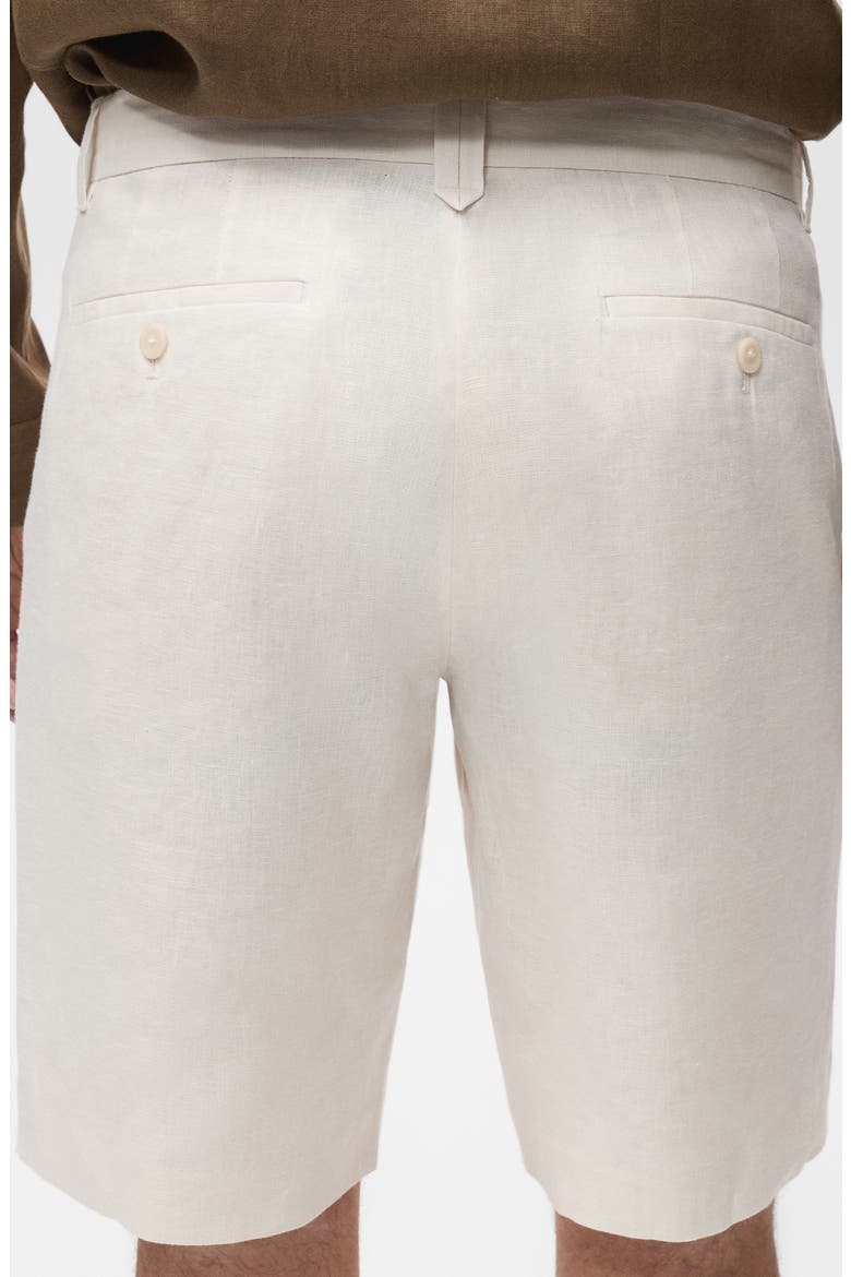 Slim Fit Flat Front Linen Bermuda Chino Shorts, Alternate, color, OFF WHITE
