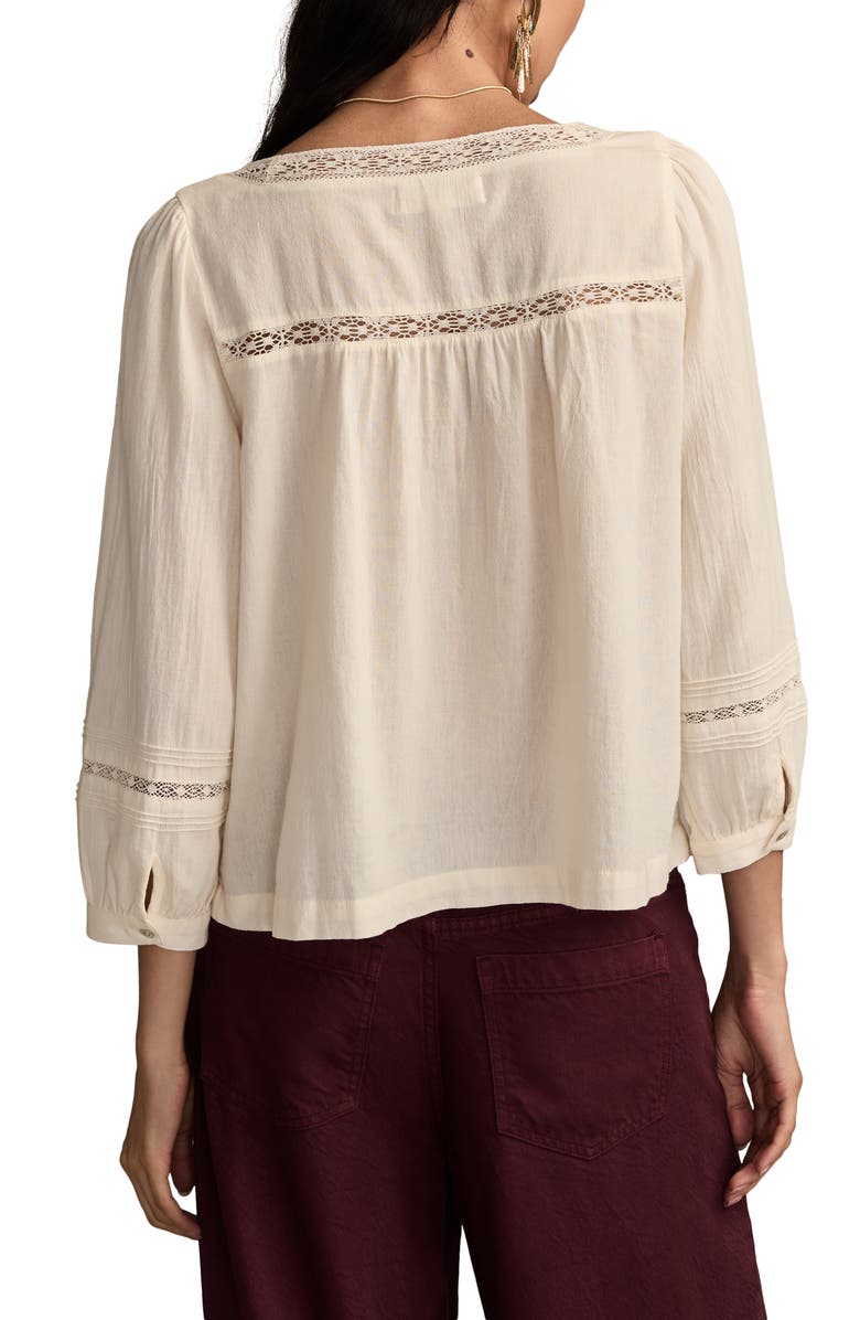 Lucky Brand Lace Detail Cotton Top, Alternate, color,
