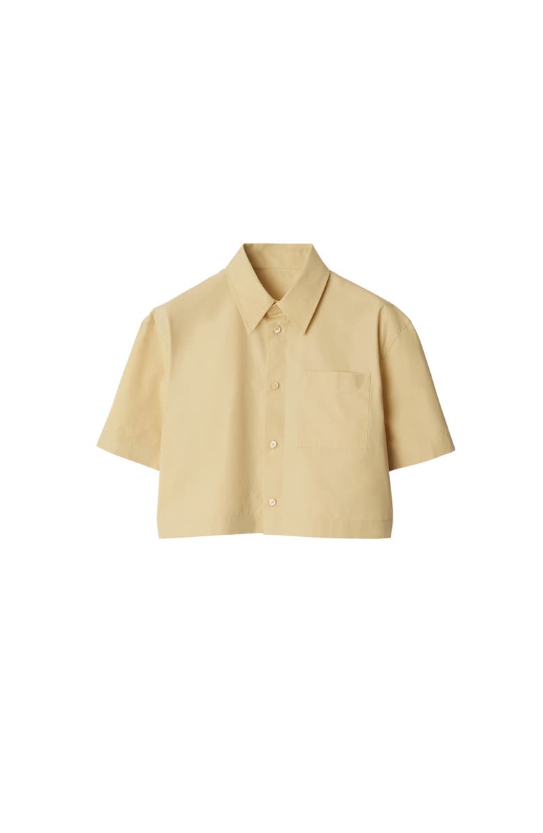 Burberry Cropped Cotton Shirt, Alternate, color, Hay