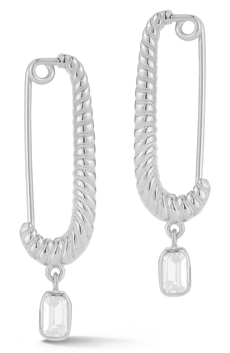 SPHERA MILANO Cubic Zirconia Drop Earrings, Main, color, Silver