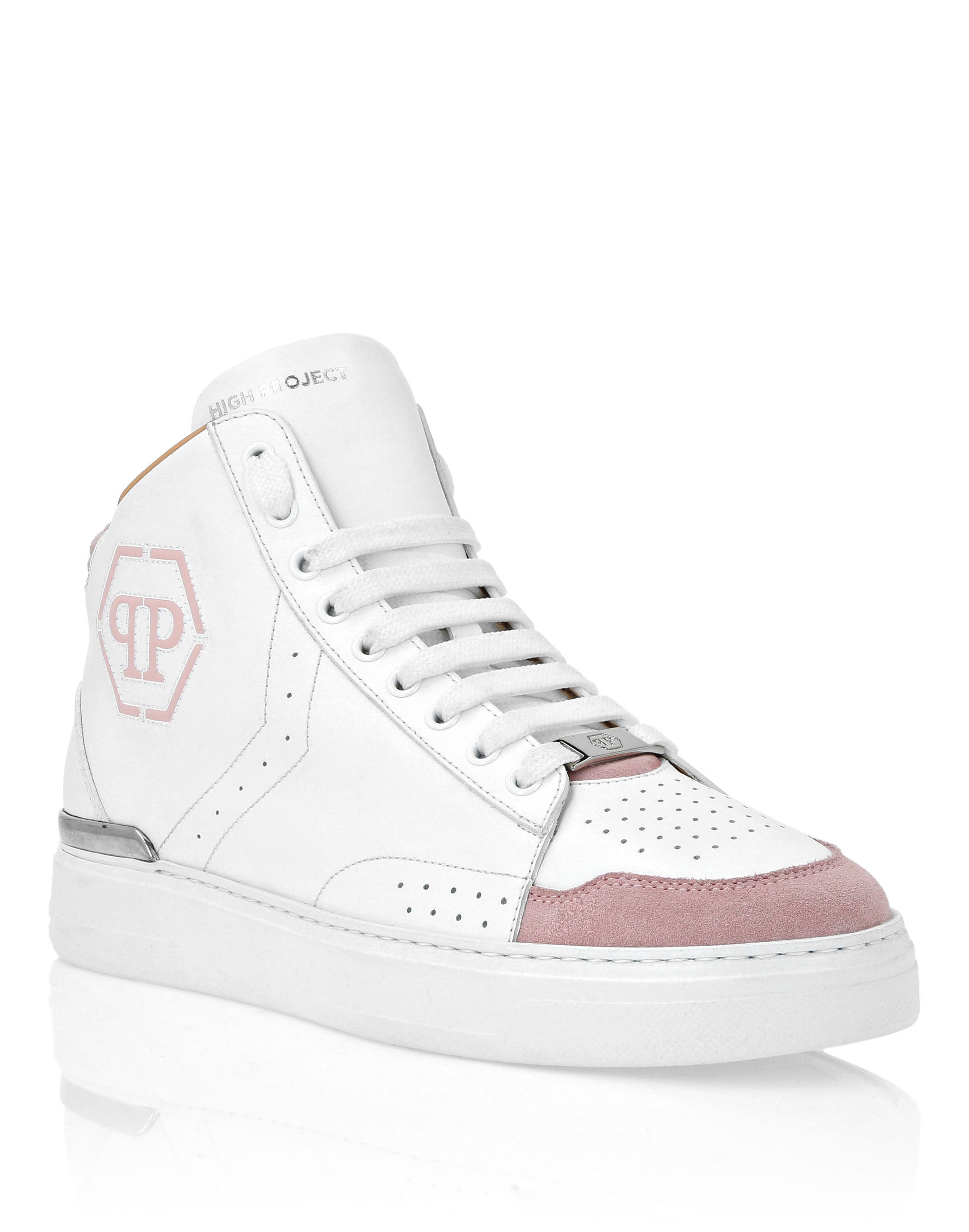 Leather Mid-Top Sneakers Hexagon Unisex, Main, color, rose/pink
