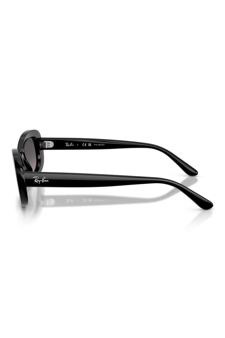 53mm Polarized Oval Sunglasses, Alternate, color, BLACK / GRADIENT GREY POLAR