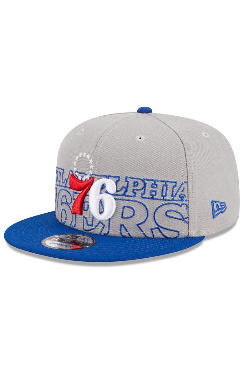 New Era Men's New Era  Gray/Royal Philadelphia 76ers 2023 NBA Draft Two-Tone 9FIFTY Snapback Hat, Main, color, 