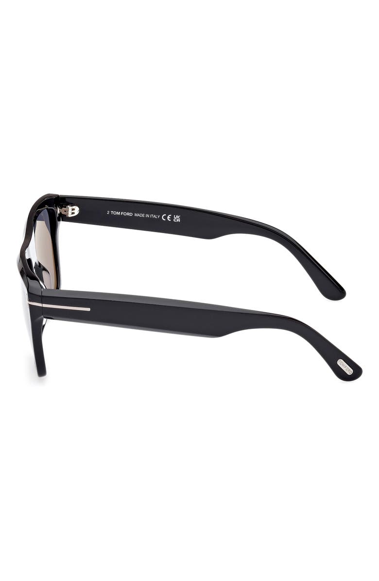 TOM FORD Alberto 55mm Polarized Square Sunglasses, Alternate, color, Shiny Black / Polarized Smoke