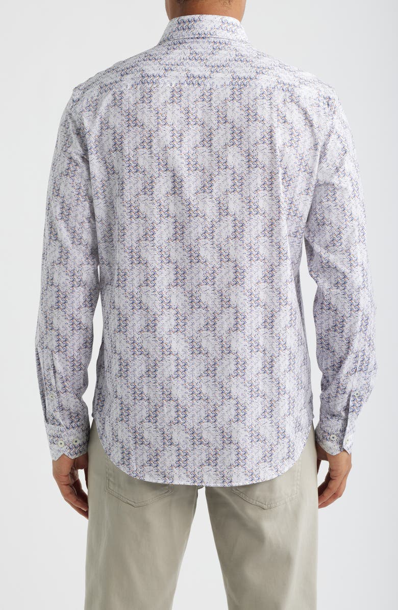 Bugatchi James OoohCotton<sup>®</sup> Abstract Print Button-Up Shirt, Alternate, color, Peacock