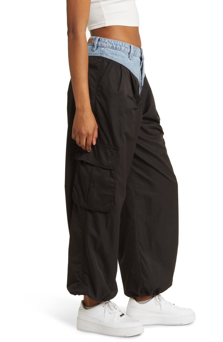 BLANKNYC Pleated Denim Waist Cargo Pants, Alternate, color, 