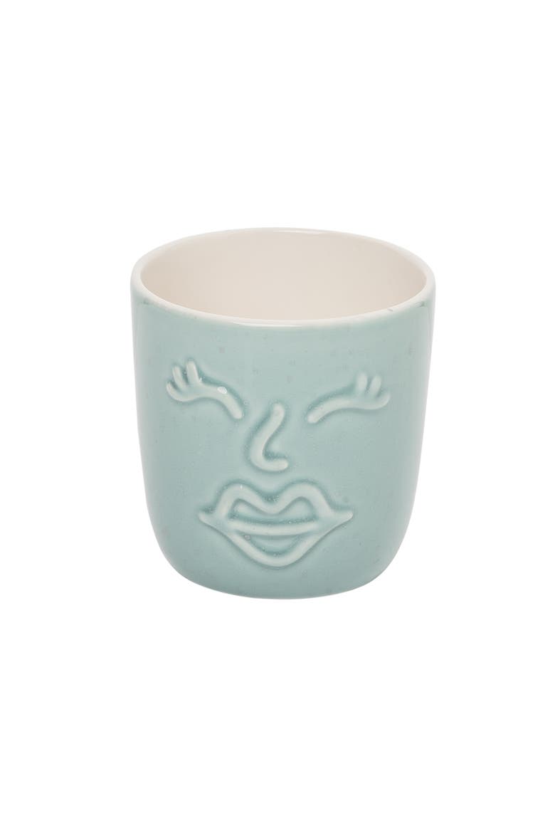 Blue Face Small Planter Ceramic Blue, Main, color, Blue