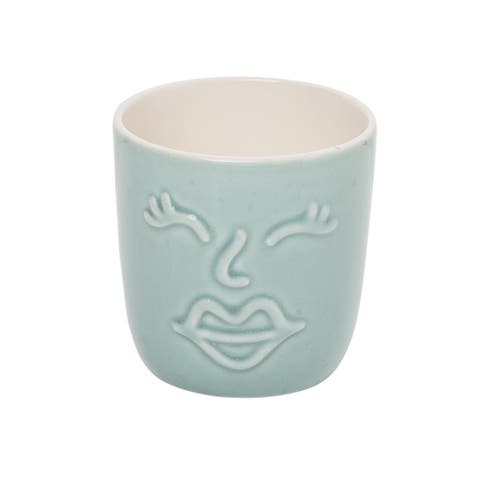 Blue Face Small Planter Ceramic Blue