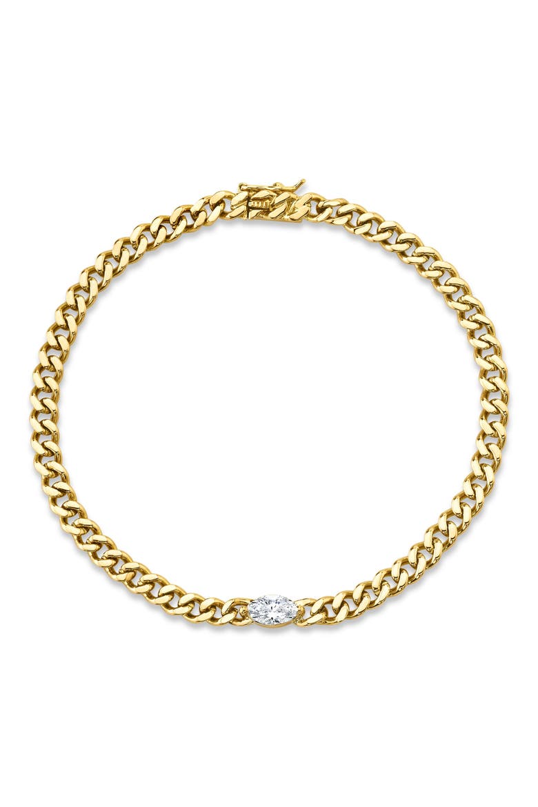 18k Gold Diamond Cuban Chain Bracelet, Main, color, 18K YELLOW GOLD