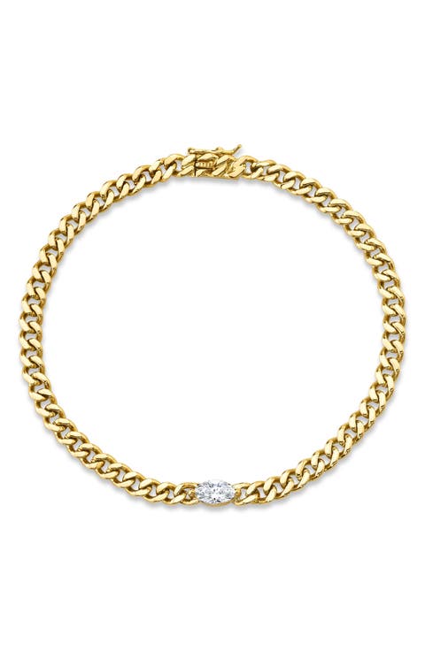 18k Gold Diamond Cuban Chain Bracelet