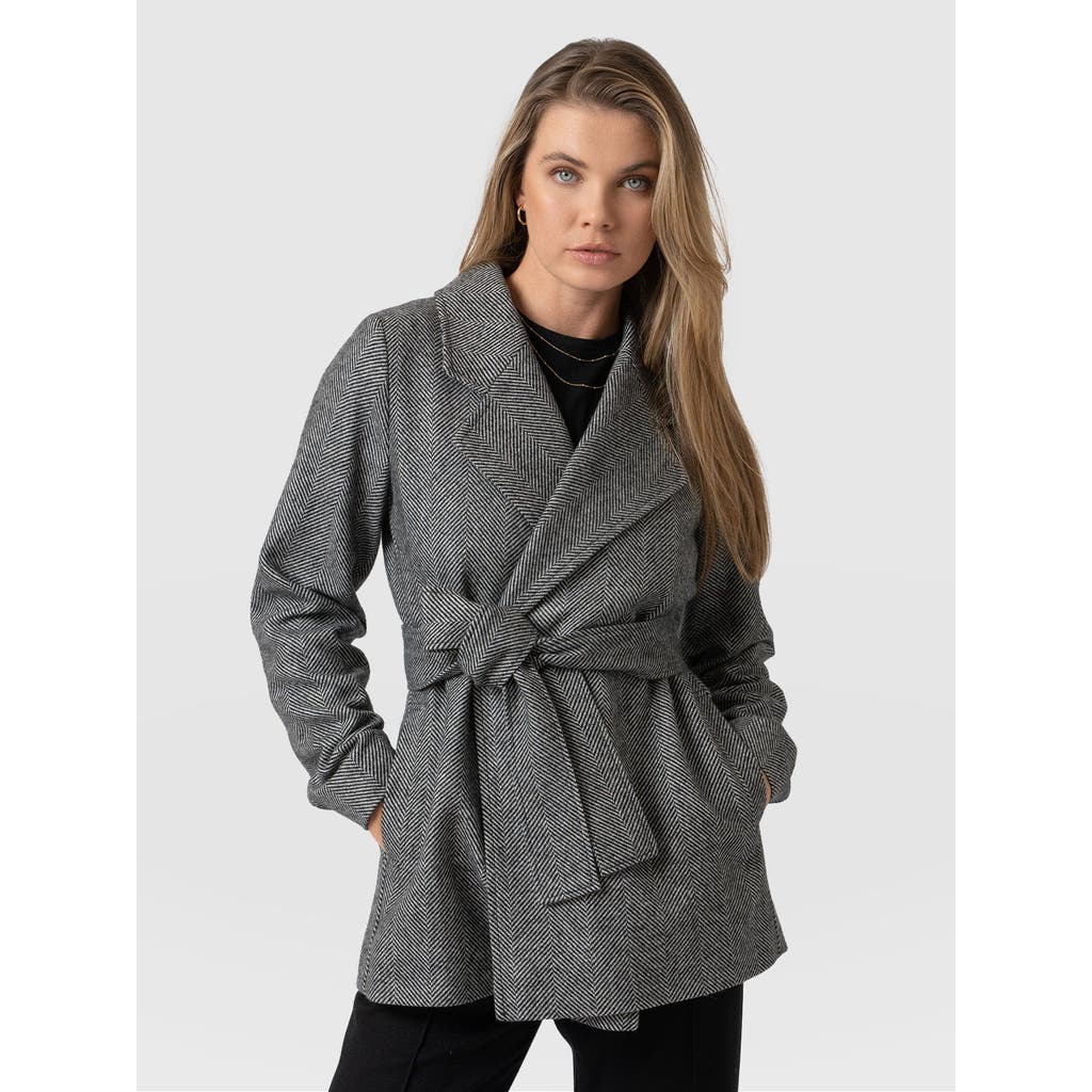 Saint + Sofia Audrey Wrap Coat In Gray
