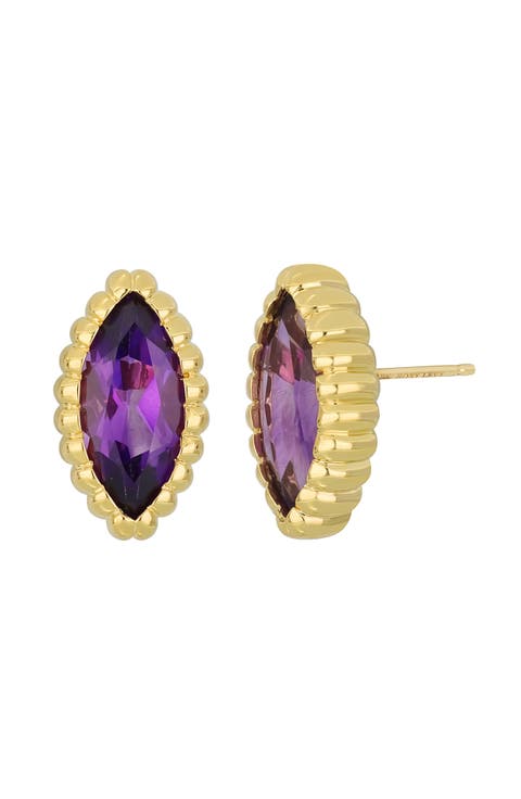 El Mar 18K Yellow Gold Marquise Amethyst Stud Earrings (Nordstrom Exclusive)