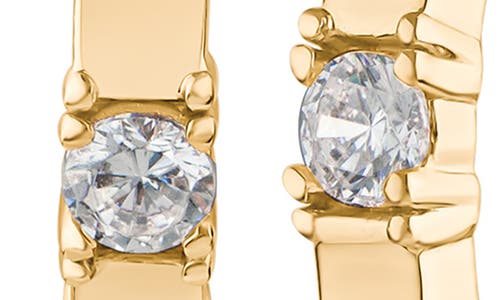 Cz By Kenneth Jay Lane Round Cubic Zirconia Station Hoop Earrings In Gold