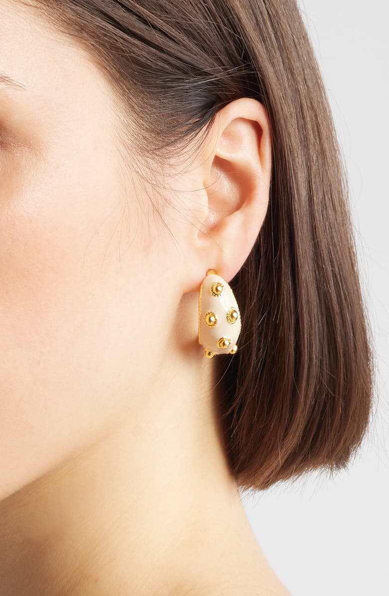 Karine Sultan Dots Hoop Earrings, Alternate, color, Gold/Beige