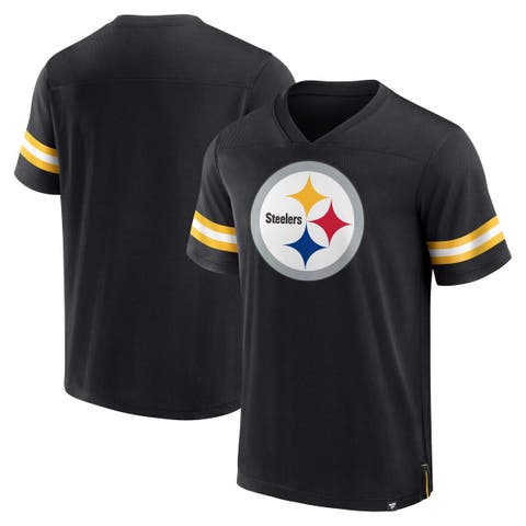 Men's Fanatics Branded  Black Pittsburgh Steelers Jersey Tackle V-Neck T-Shirt