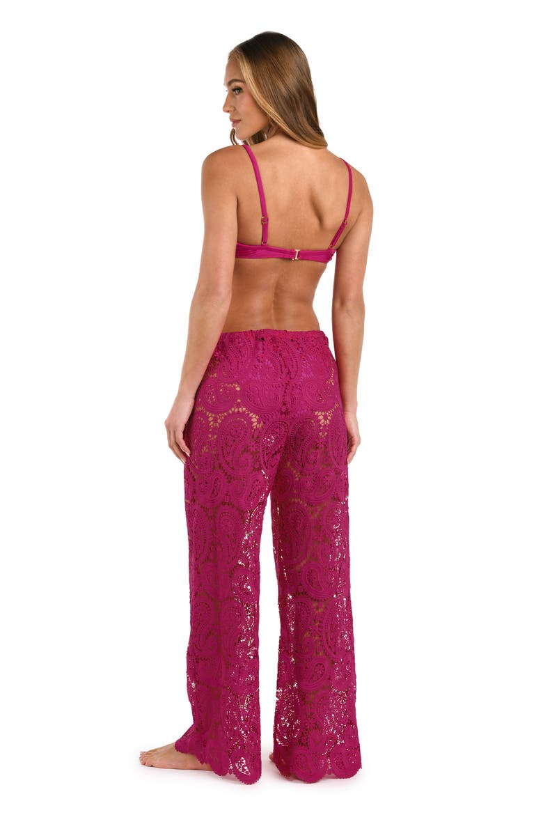 Geraldine Lace Wide Leg Cover-Up Pants, Alternate, color, FUCHSIA