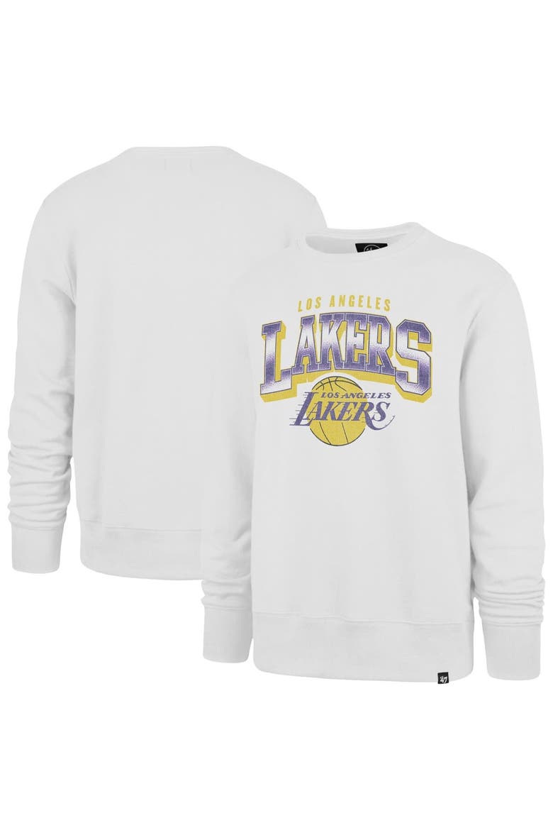Men's '47 Cream Los Angeles Lakers Big & Tall Spotlight Headline Pullover Sweatshirt, Alternate, color, Cream