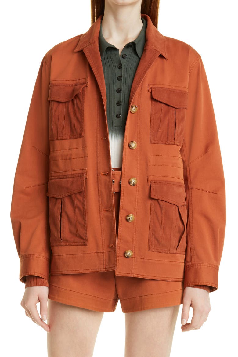 Alison Cotton Blend Utility Jacket, Main, color, CINNAMON