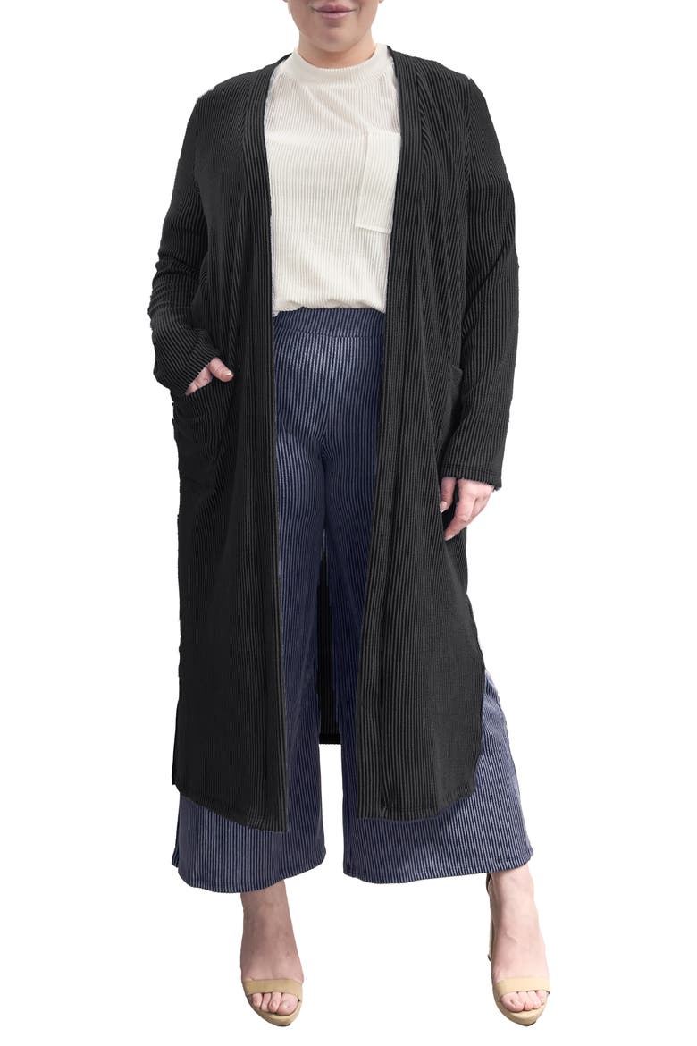 Side Slit Duster, Alternate, color, BLACK