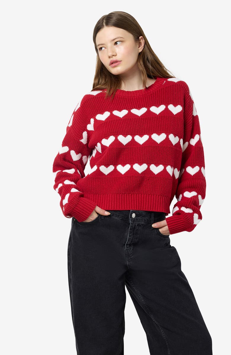 Noisy may Blitzen Heart Sweater, Alternate, color, Racing Red Detailbi