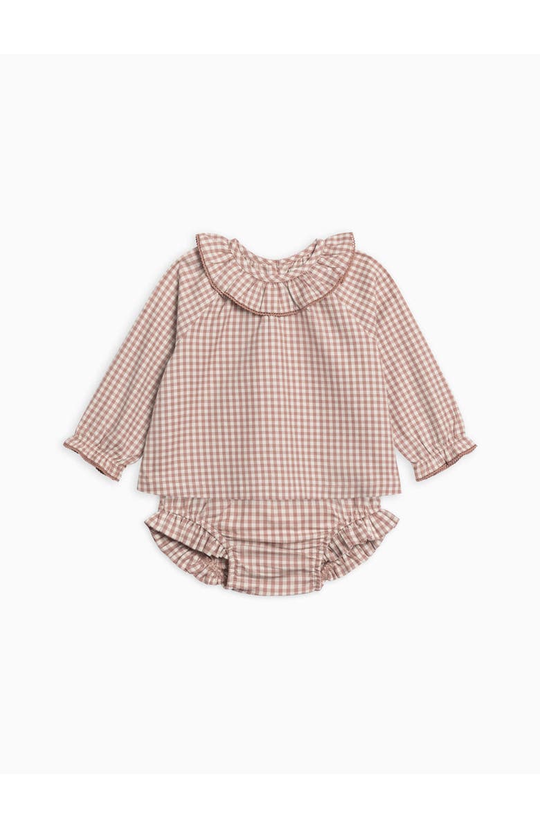 Kendi Dorothy Poplin Ruffle Collar Shirt and Bloomer Set, Main, color, 