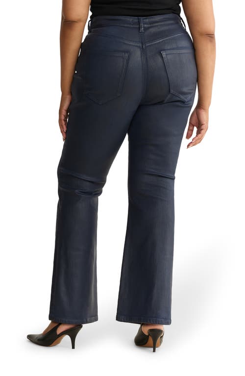Warp & Weft Warp+weft Nao Coated High Waist Bootcut Jeans In Blue
