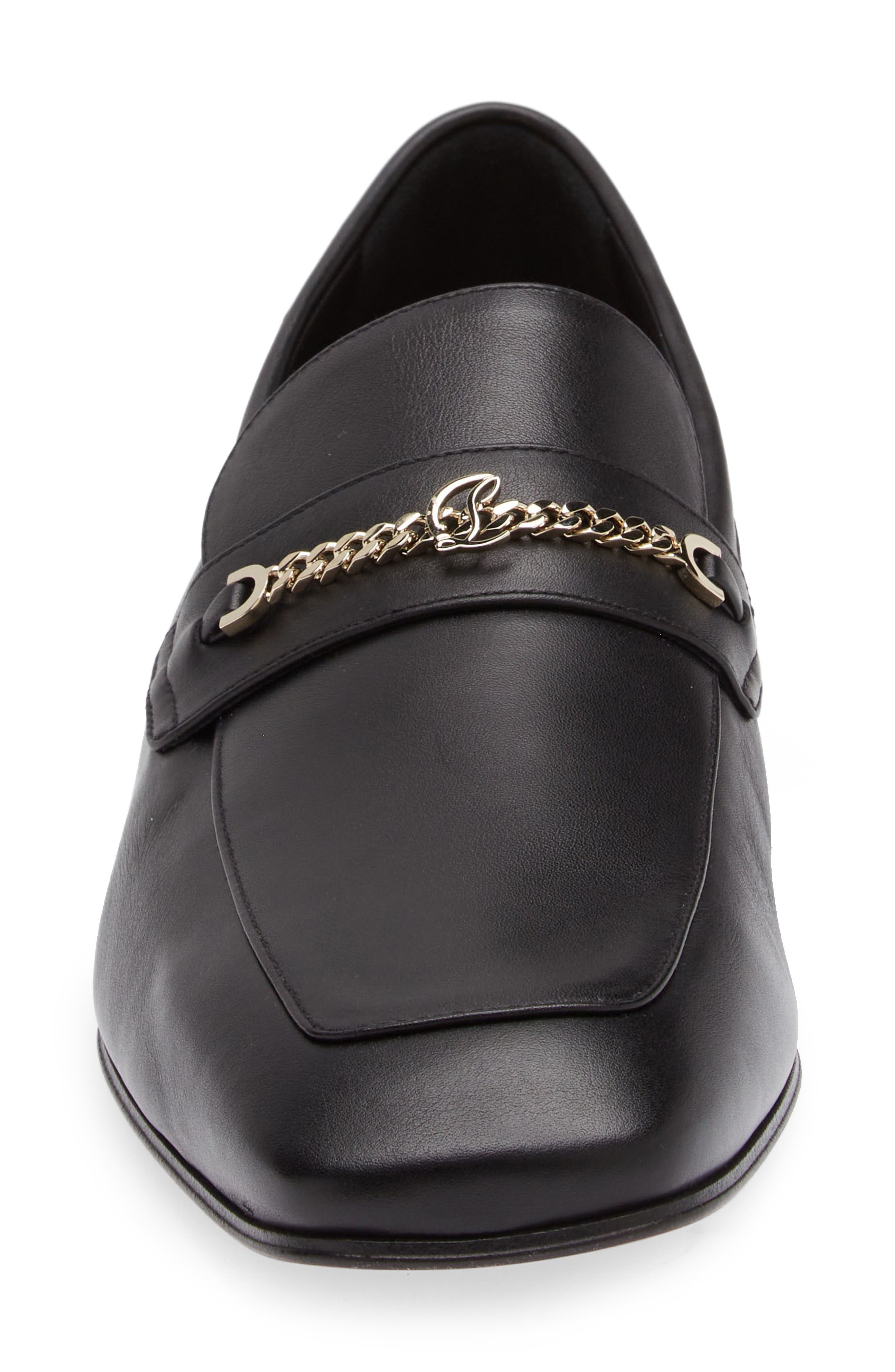 Monogram Apron Toe Loafer, Alternate, color, BLACK