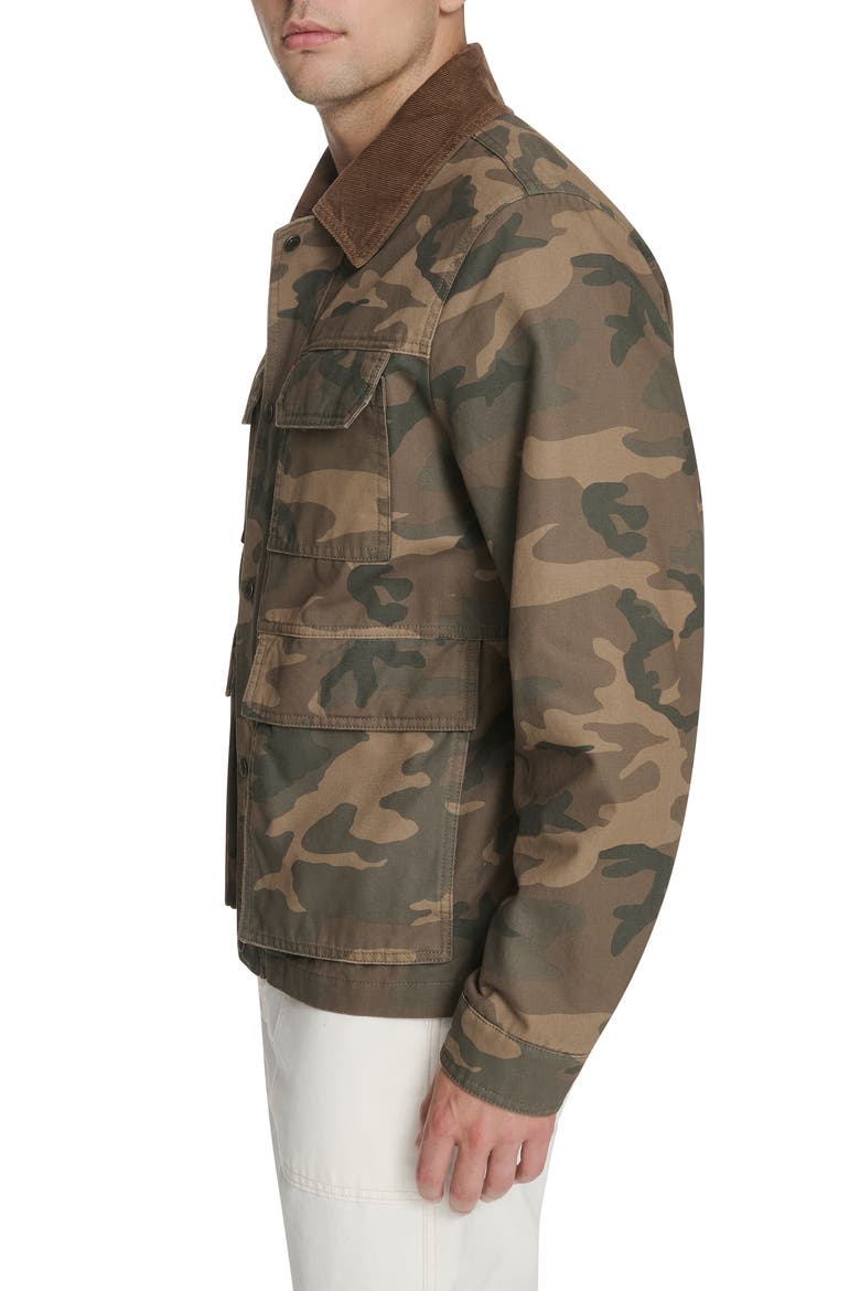 Corduroy Collar Cotton Canvas Jacket, Alternate, color, FADED CAMO