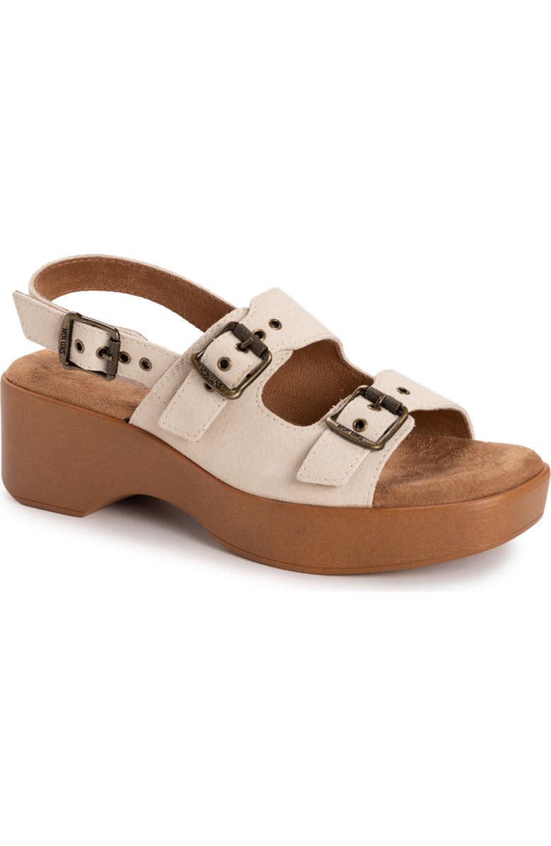 MUK LUKS Calliope Wedge Sandal, Main, color, Natural Suede