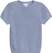 Open Edit Short Sleeve Cotton Blend Sweater