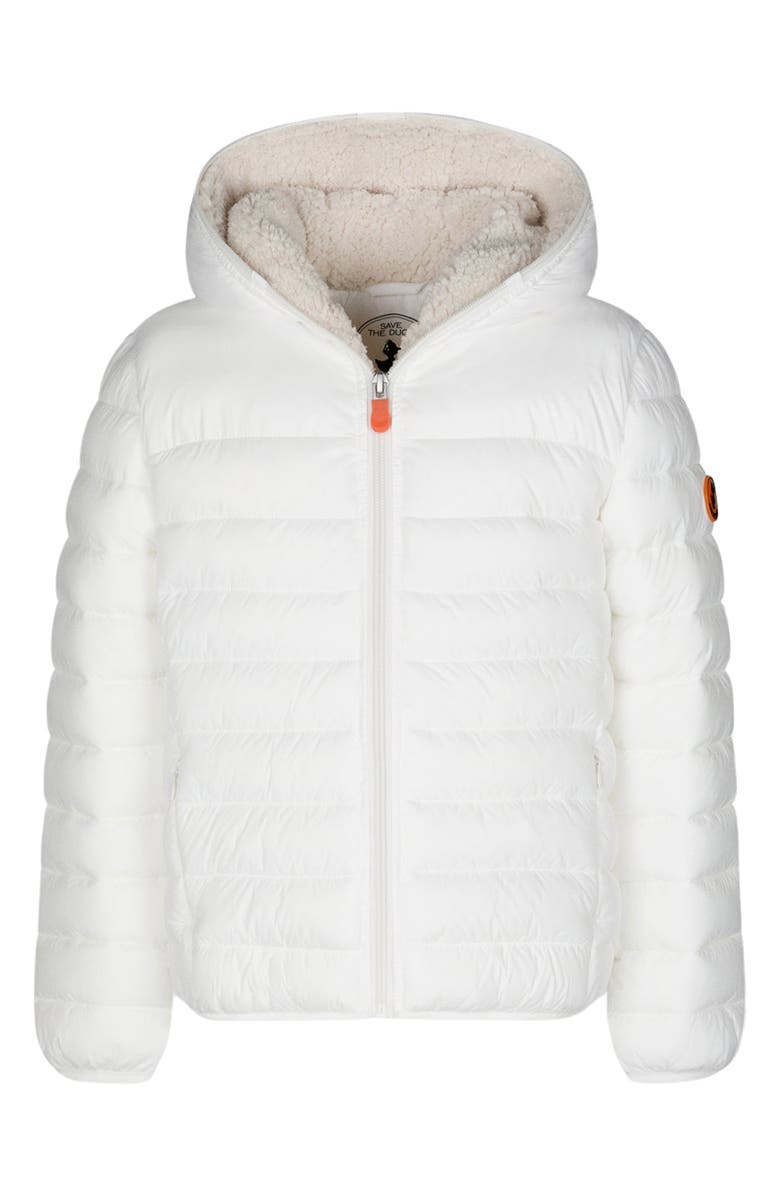 Save The Duck Rob Hooded Puffer Coat, Main, color, Off White