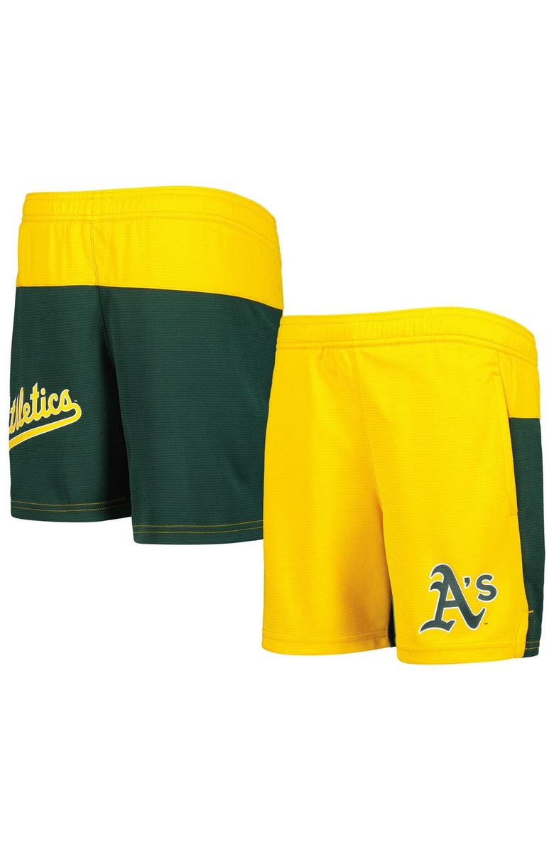 Outerstuff Youth Gold Oakland Athletics 7th Inning Stretch Shorts, Main, color, 