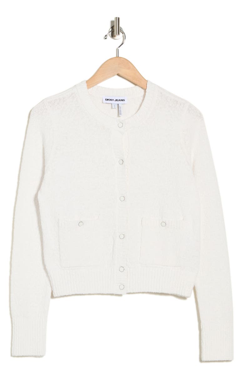 DKNY Jeans Button Front Cotton Cardigan, Main, color, White