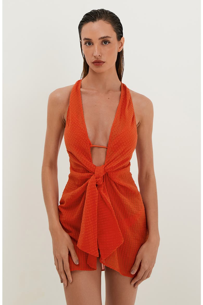 Mita Cotton Cover-Up Minidress, Alternate, color, ORANGE