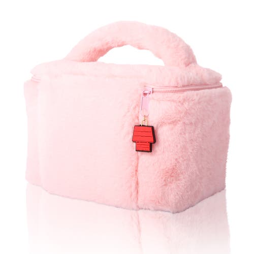 Peanuts Snoopy Fluffy Cosmetic Bag For Travel In Pink