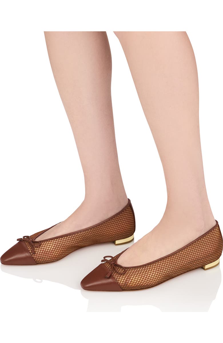Aquazzura Gioia Cap Toe Ballet Flat, Alternate, color, Tobacco/ Rich Cognac