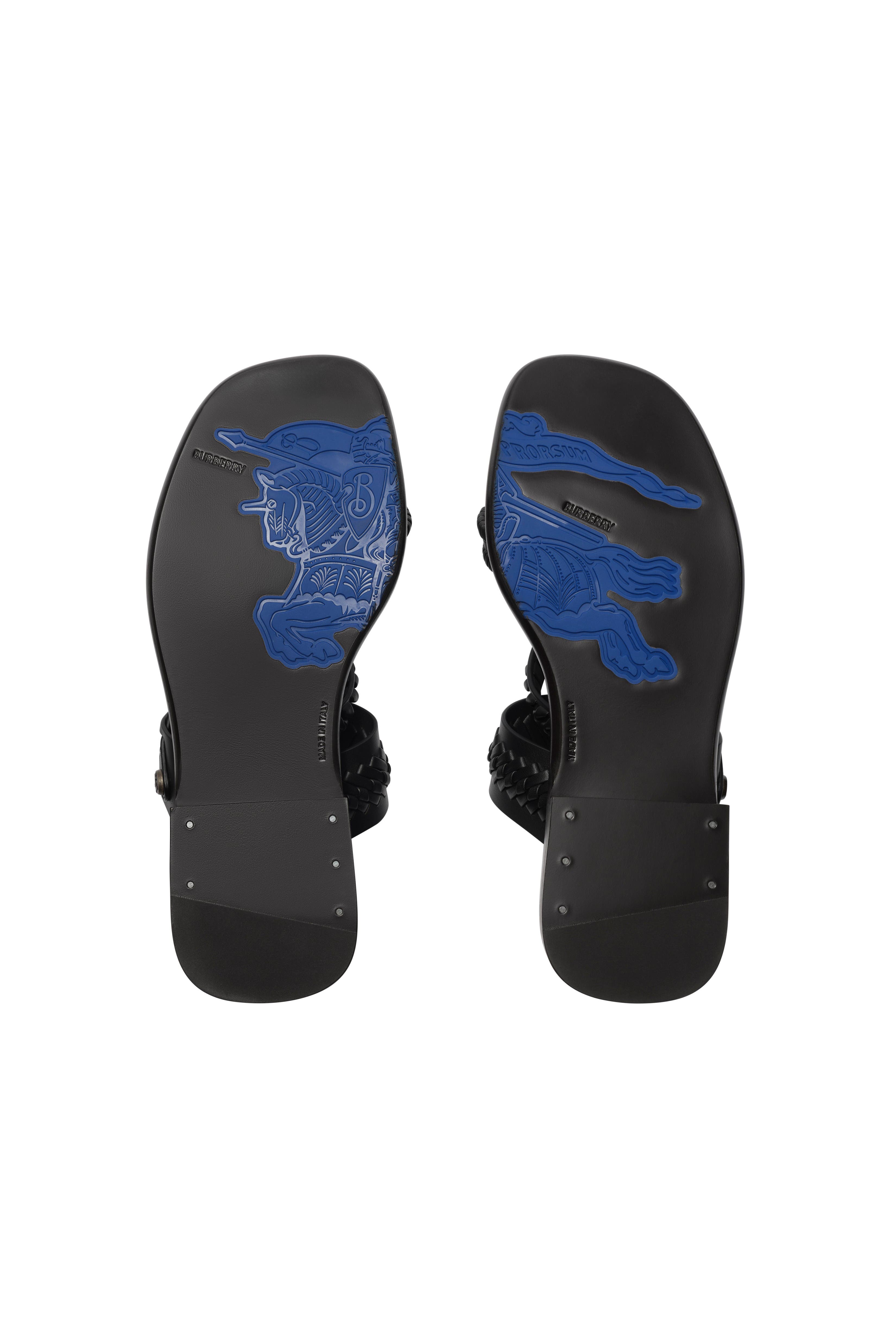 Burberry Leather Baez Sandals, Alternate, color, Black