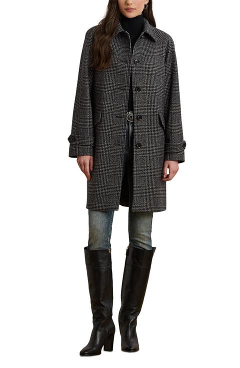Single Breasted Plaid Wool Blend Coat